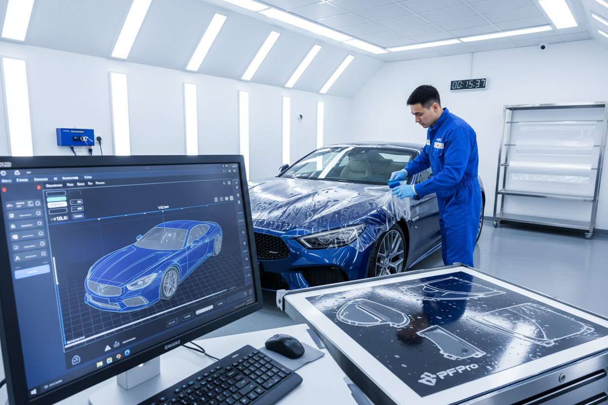 venta de pre-cortes de ppf incluido el material para instaladores con ayuda de un software que nos permite ofrecer medidas exactas para cada pieza del vehiculo especifico asi podran realizar una instalacion rapida y mejorar la calidad y gestion de su instalacion